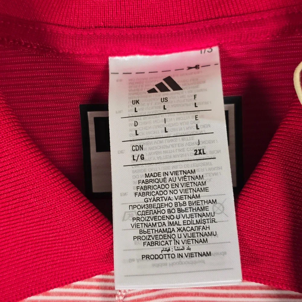 Adidas Indiana Hoosiers Mens Large Red White Striped Ottoman Polo Shirt JV8350